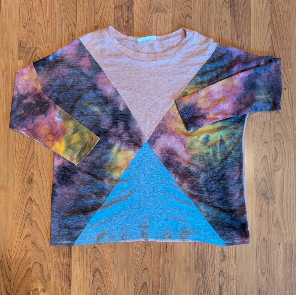 Haptics by Holly Harper Tie-Dyed Knit Top in Pink and Blue, Size 1X